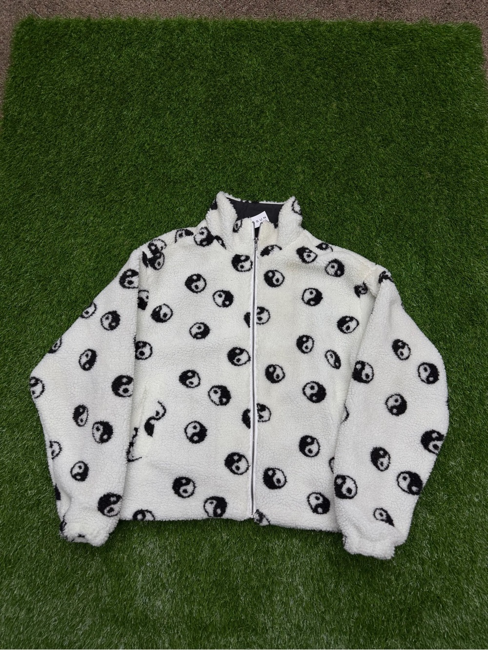 PacSun Black & White Yin Yang Sherpa Puffer Jacket